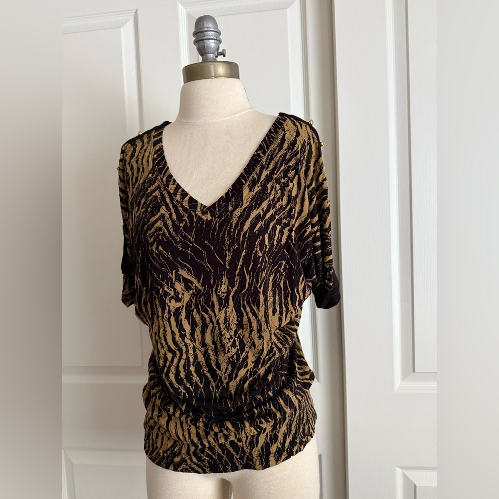 Seventy Two Changes Gold and Black prints top NWT